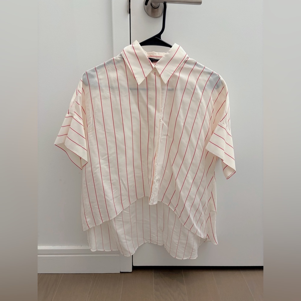 Alice + Olivia Striped Short Sleeve Crop Top, New Without Tags, Size XS